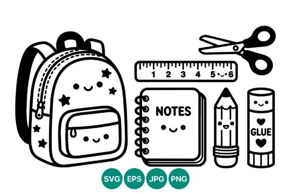 A Kawaii School Supplies Design for Practical Embroidery