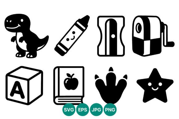 Cute Dinosaur Crayon and School Supplies Design Review