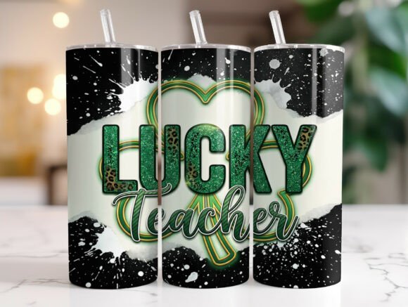 Lucky Teacher Shamrock 20oz Tumbler Wrap