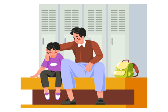 School Boy Parenting. Mother Comforting