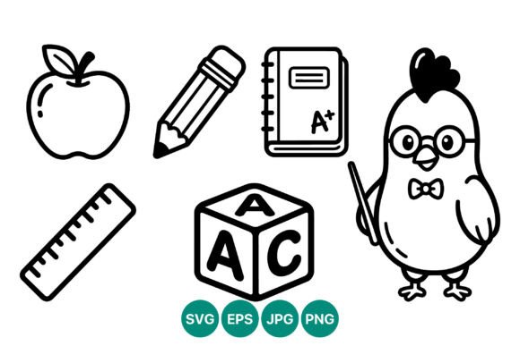 School Icons Apple Pencil Ruler Abc Review
