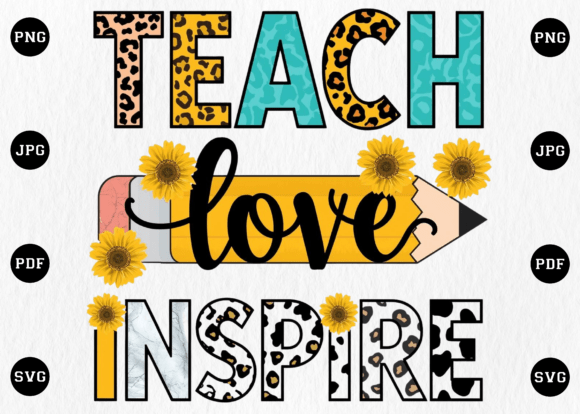 Teach Love Inspire Teacher PNG Design Review