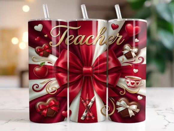 Teacher Valentine Skinny Tumbler Wrap